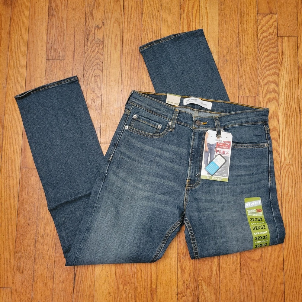 Signature Levi Strauss‎ S51 Straight Flex Blue Jeans 32x32 NEW IRREGULAR Denim